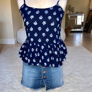 Old Navy Dark Blue Floral Tank Top